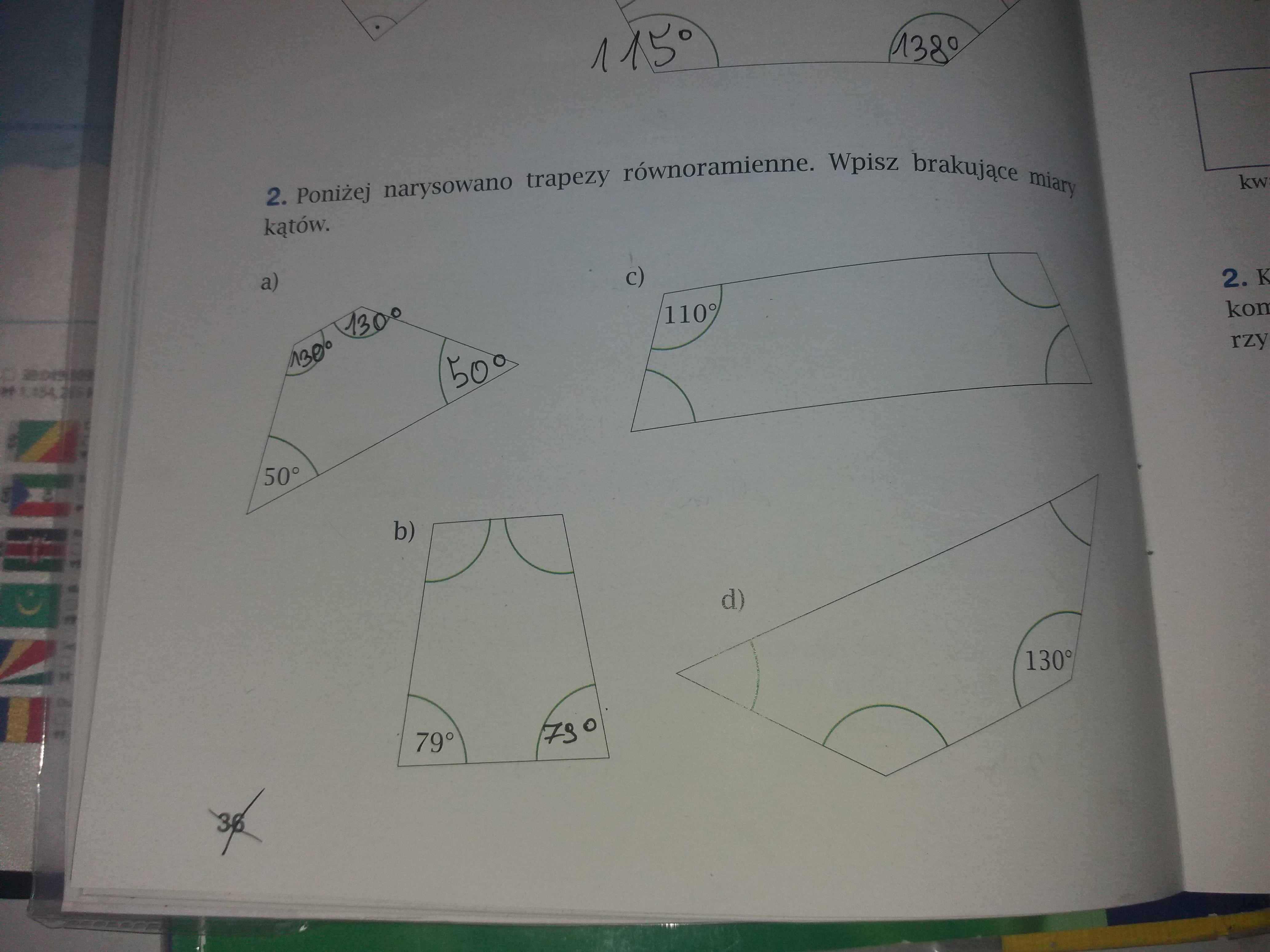 Kt Przy Podstawie Trapezu Rwnoramiennego Ktry Nie Jest Rwnolegobokiem Wpisz Brakujące Miary Kątów W Równoległobokach