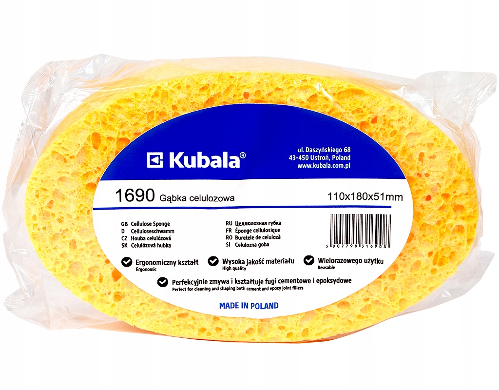 KUBALA GĄBKA CELULOZOWA 110 X 180 X 51 1690 (5907798316908) • Cena Szpachlówka Celulozowa Cena Za Dm3