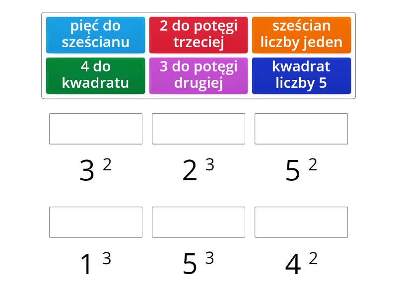 kwadraty i sześciany liczb - Połącz w pary Kwadraty I Sześciany Liczb Klasa 4 Zadania Do Druku