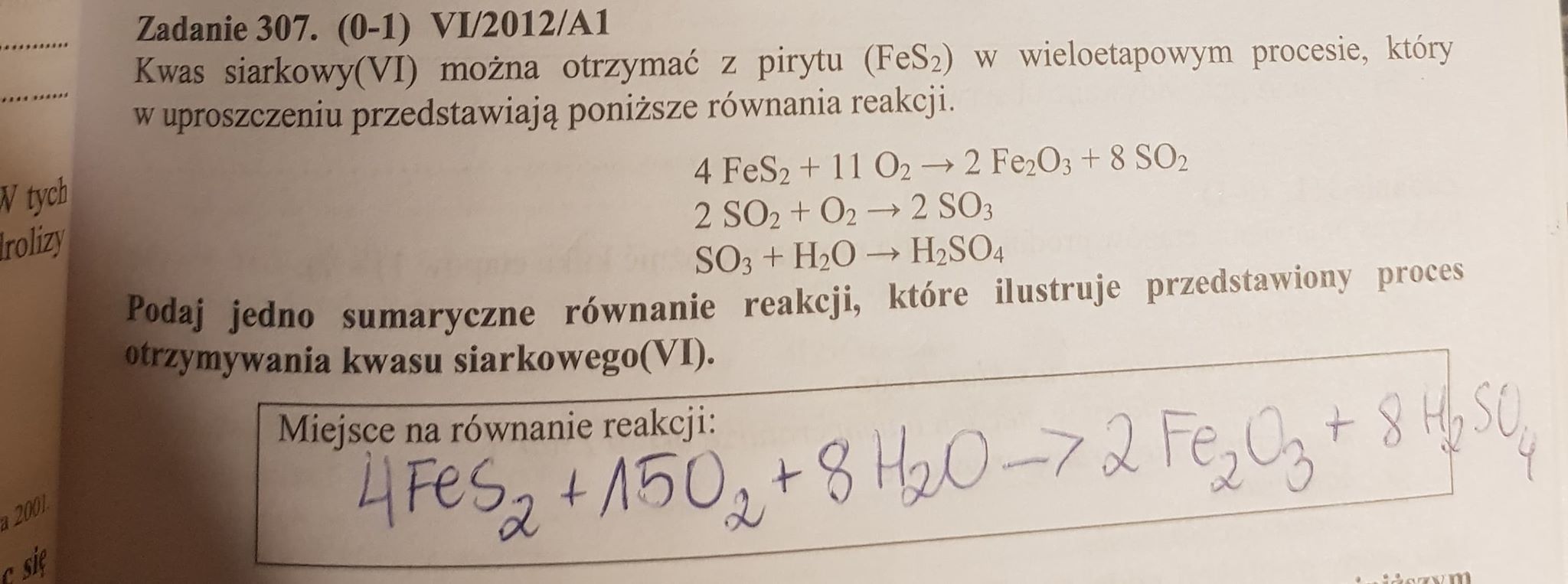 Kwas siarkowy (VI) można otrzymać z pirytu FeS2 w wieloetapowym W Jakim Stosunku Objetosciowym Nalezy Zmieszac 96 Procentowy Kwas Siarkowy