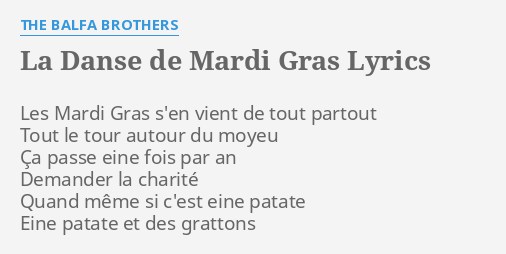 La Danse De Mardi Gras Lyrics