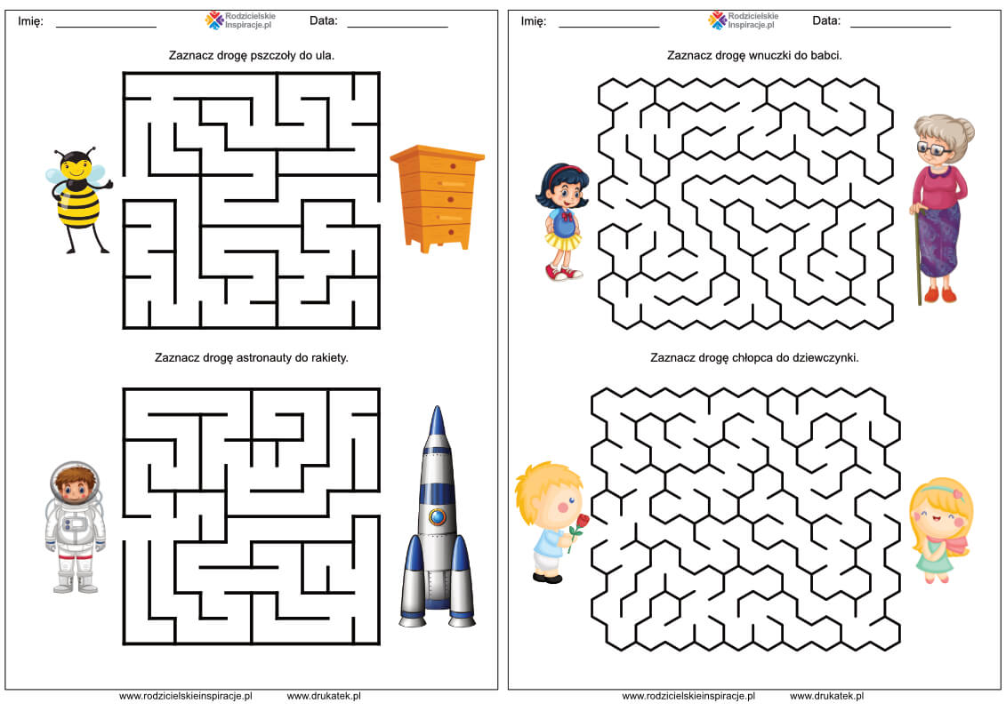 Labirynty dla dzieci do druku w PDF - Drukatek.pl Food ćwiczenia Dla Dzieci Do Druku