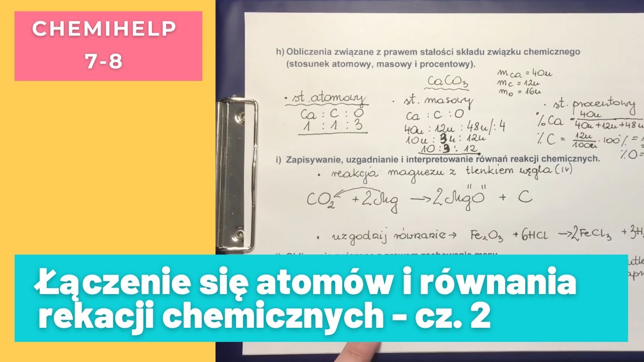 Łączenie się atomów i równania reakcji chemicznych - cz. 2 - YouTube Rownania Reakcji Chemicznych Sprawdzian