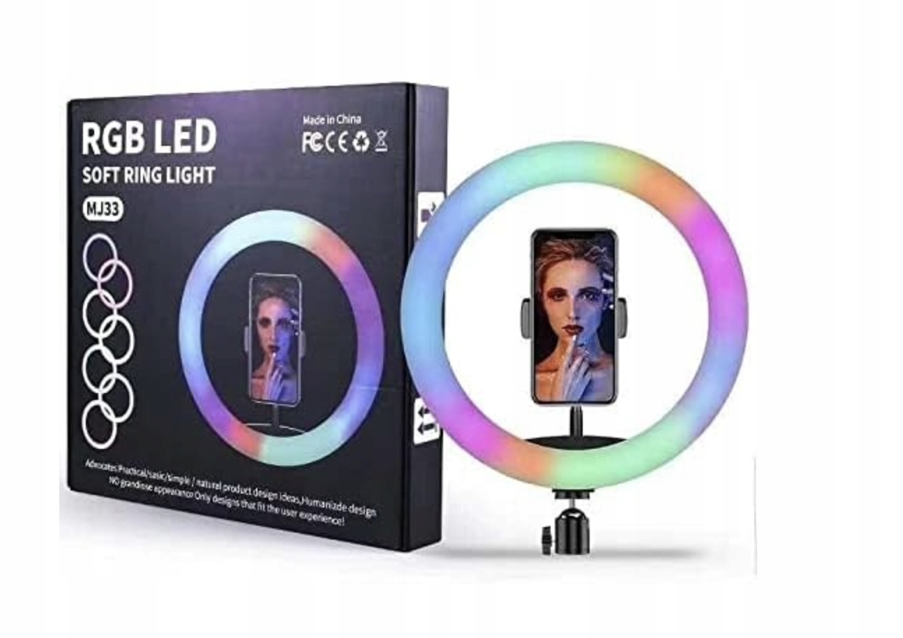 LAMPA PIERŚCIENIOWA RGB MJ-33 DO NAGRYWANIA VLOGOWANIA TIKTOKÓW RING Lampa Do Nagrywania Tik Tokow