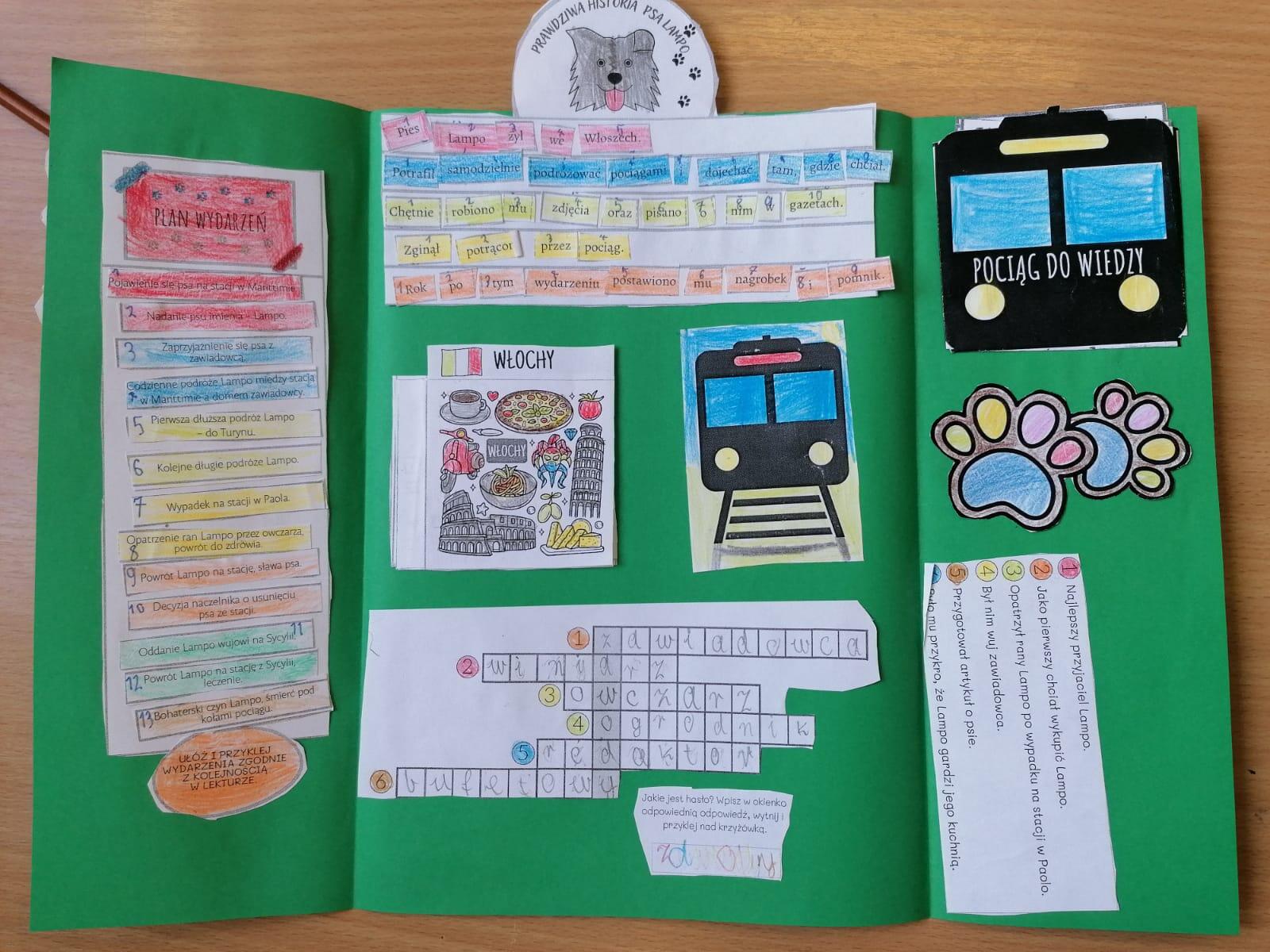 Lapbook - kreatywne podsumowanie wiedzy na temat przeczytanej lektury O Psie Który Jeździł Koleją Karta Pracy