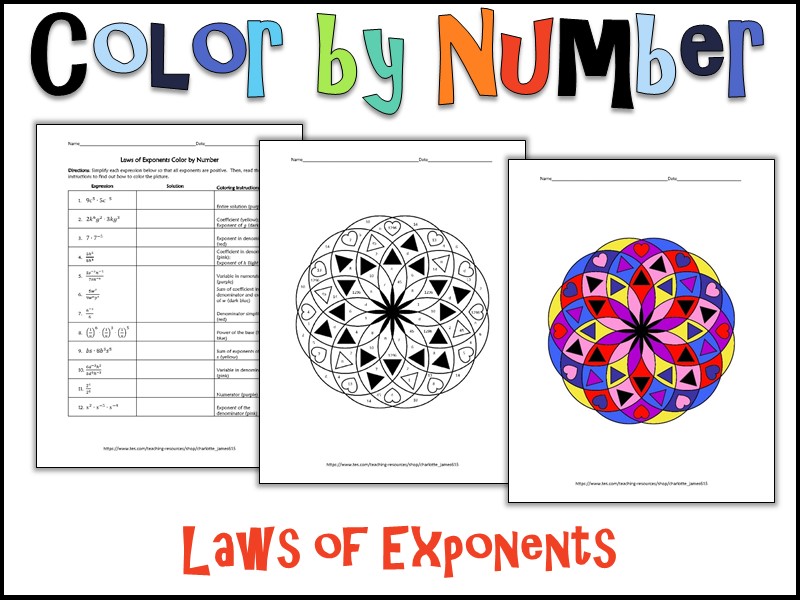 Laws Of Exponents Color By Number Answer Key