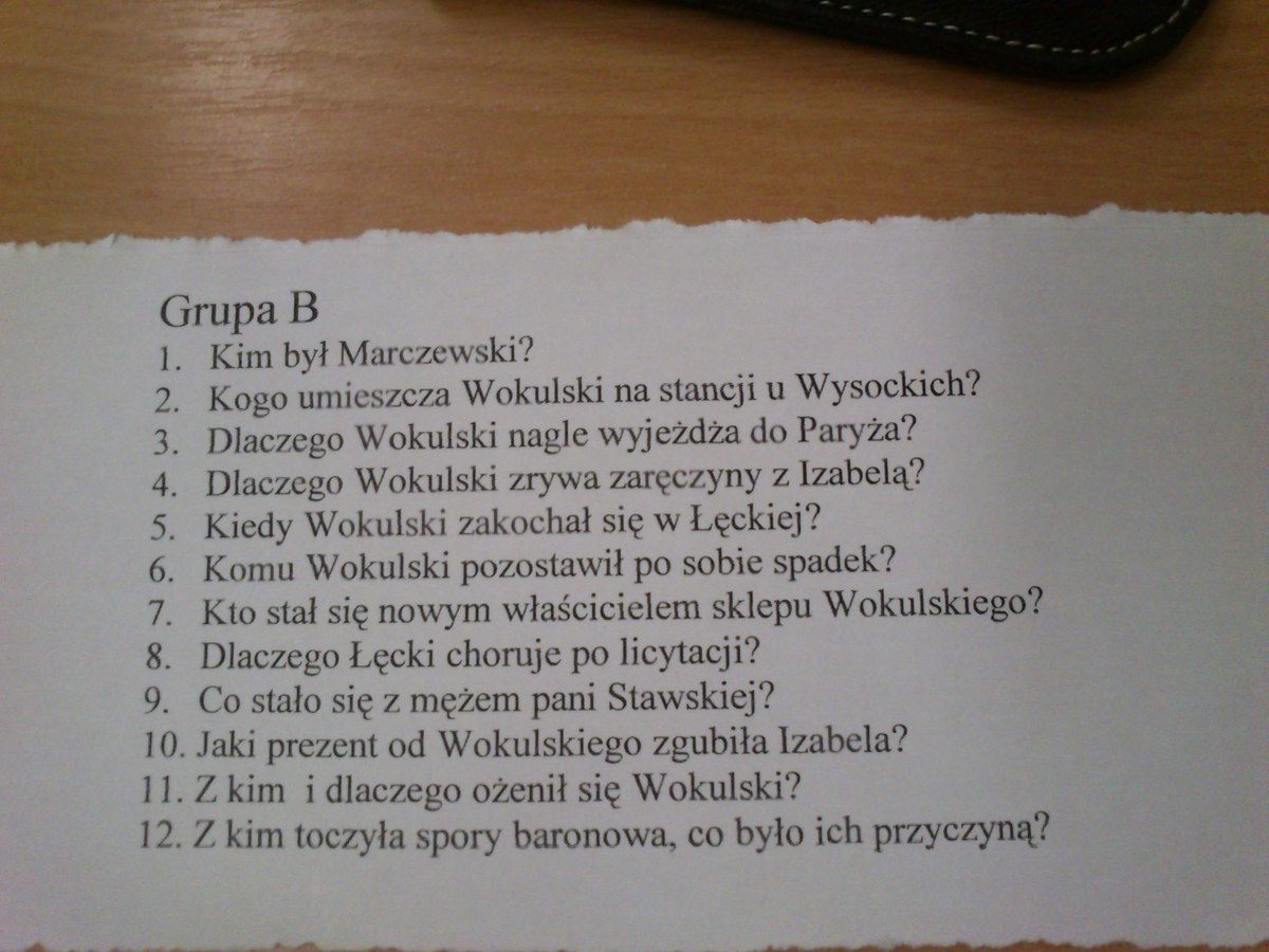 LEKTURA LALKA wystarczy odpowiedziec na proste pytania ;) Z gory bardzo Lalka Sprawdzian Pdf Nowa Era