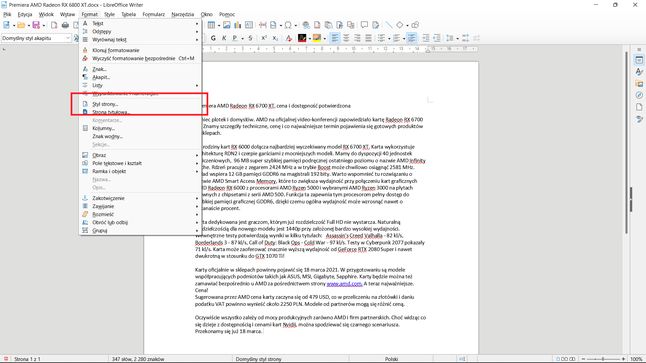 Libreoffice Zmiana Orientacji Jednej Strony