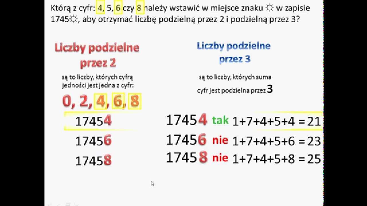 Liczba podzielna przez 2 i przez 3. - YouTube Jakie Liczby Sa Podzielne Przez 3
