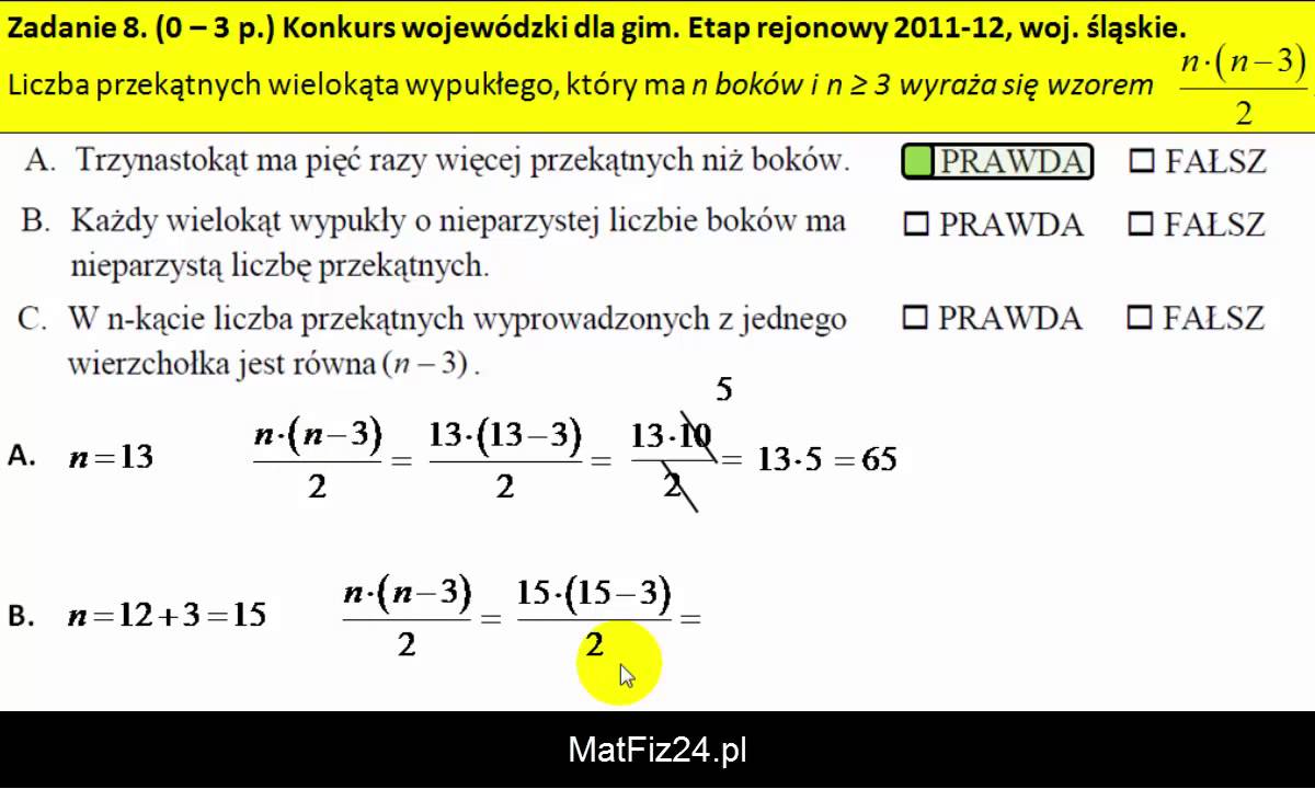 Wzór Na Liczbę Przekątnych W Wielokącie