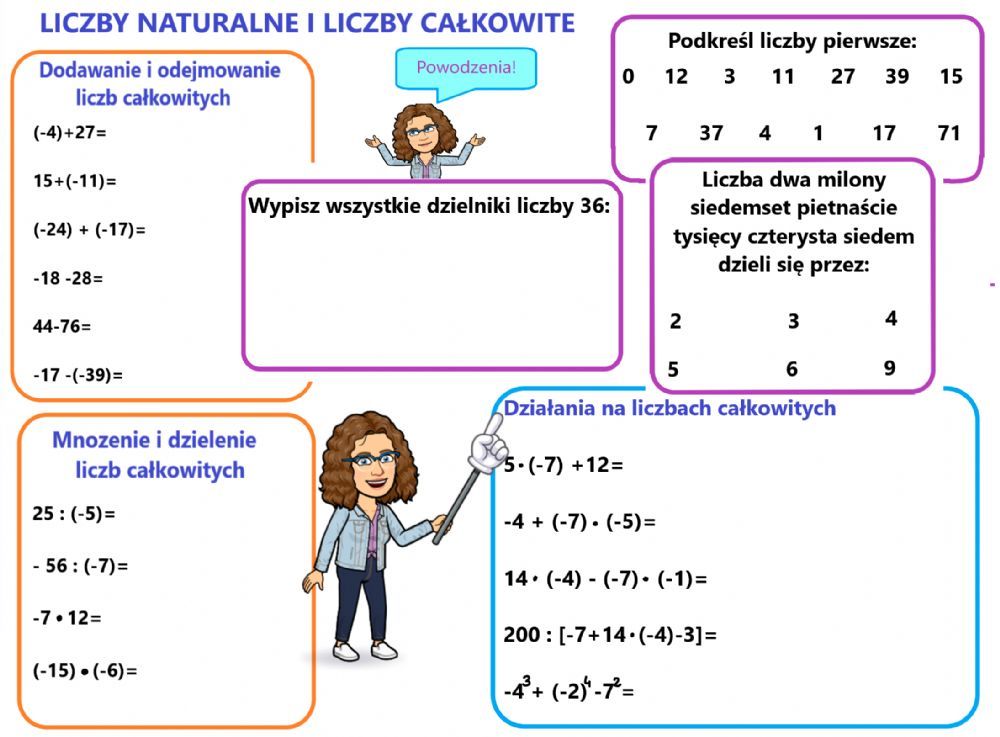 Liczby całkowite i naturalne worksheet Liczby I Działania Klasa 8 Pdf