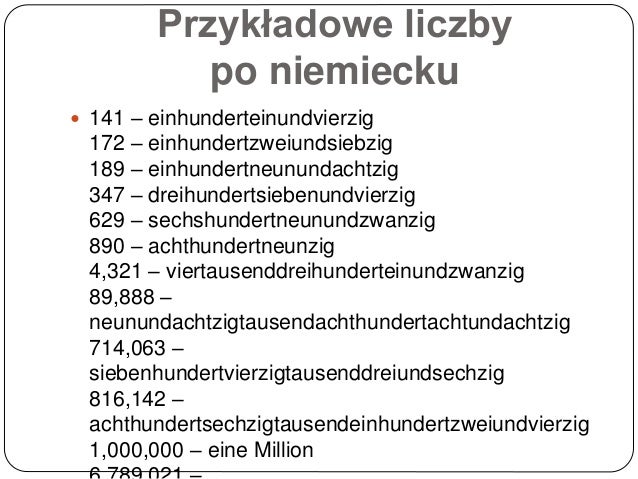 Liczby po niemiecku Liczby Od 1 Do 1000 Po Niemiecku