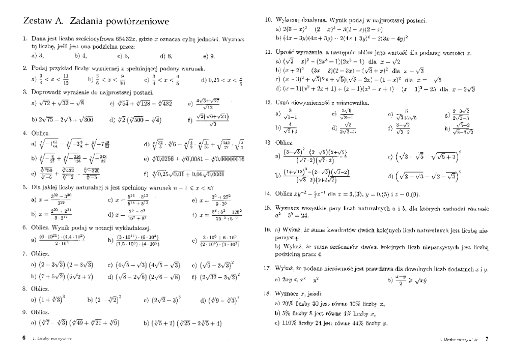 2 Klasa Liceum Matematyka Powtorzenie
