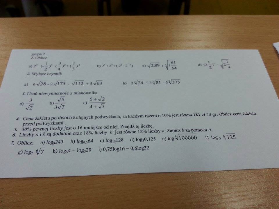 Sprawdzian Z Matematyki Klasa 1 Liceum Liczby Rzeczywiste Nowa Era