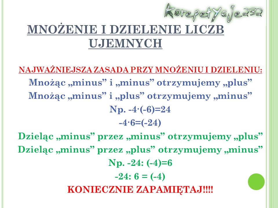 Liczby Ujemne. - ppt video online pobierz Mnożenie I Dzielenie Liczb Ujemnych