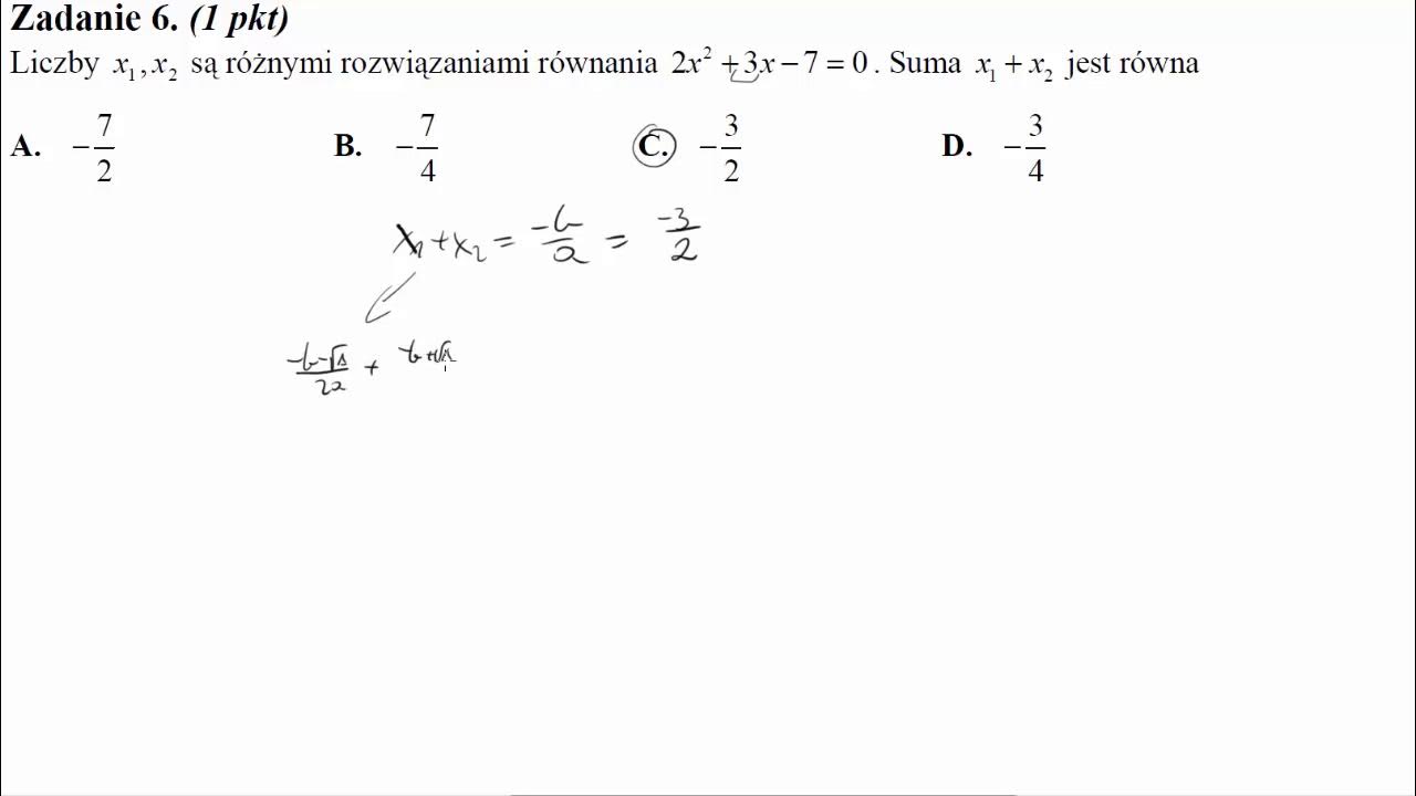 Liczby X1 X2 Sa Roznymi Rozwiazaniami Rownania 2x 2