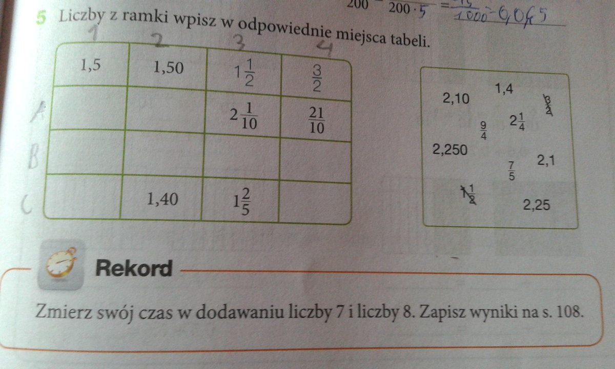 Wpisz Do Tabelek Odpowiednie Liczby