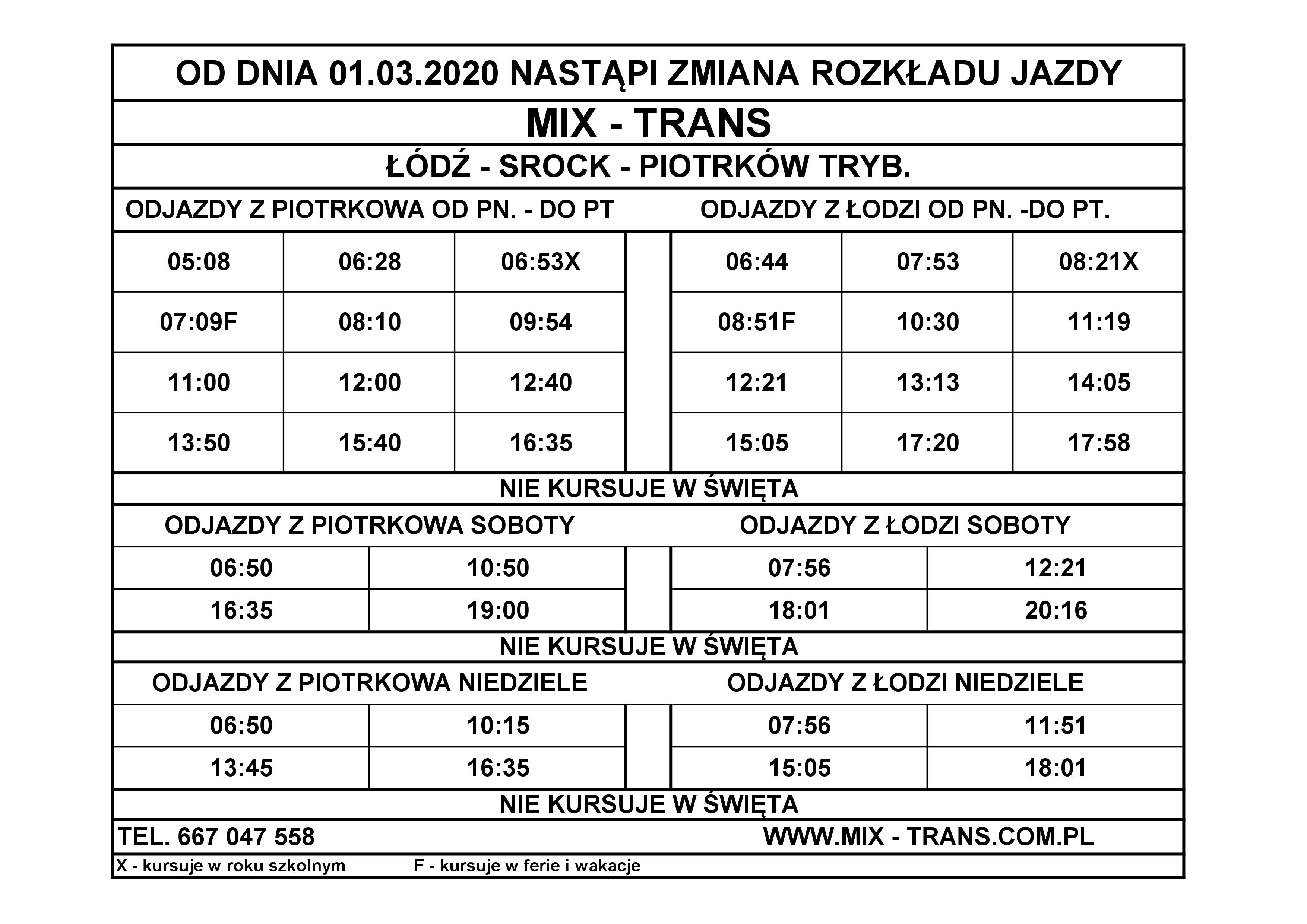 Linia regularna Łódź-Piotrków Tryb. | MIX-TRANS Busy Do Piotrkowa Z Bełchatowa