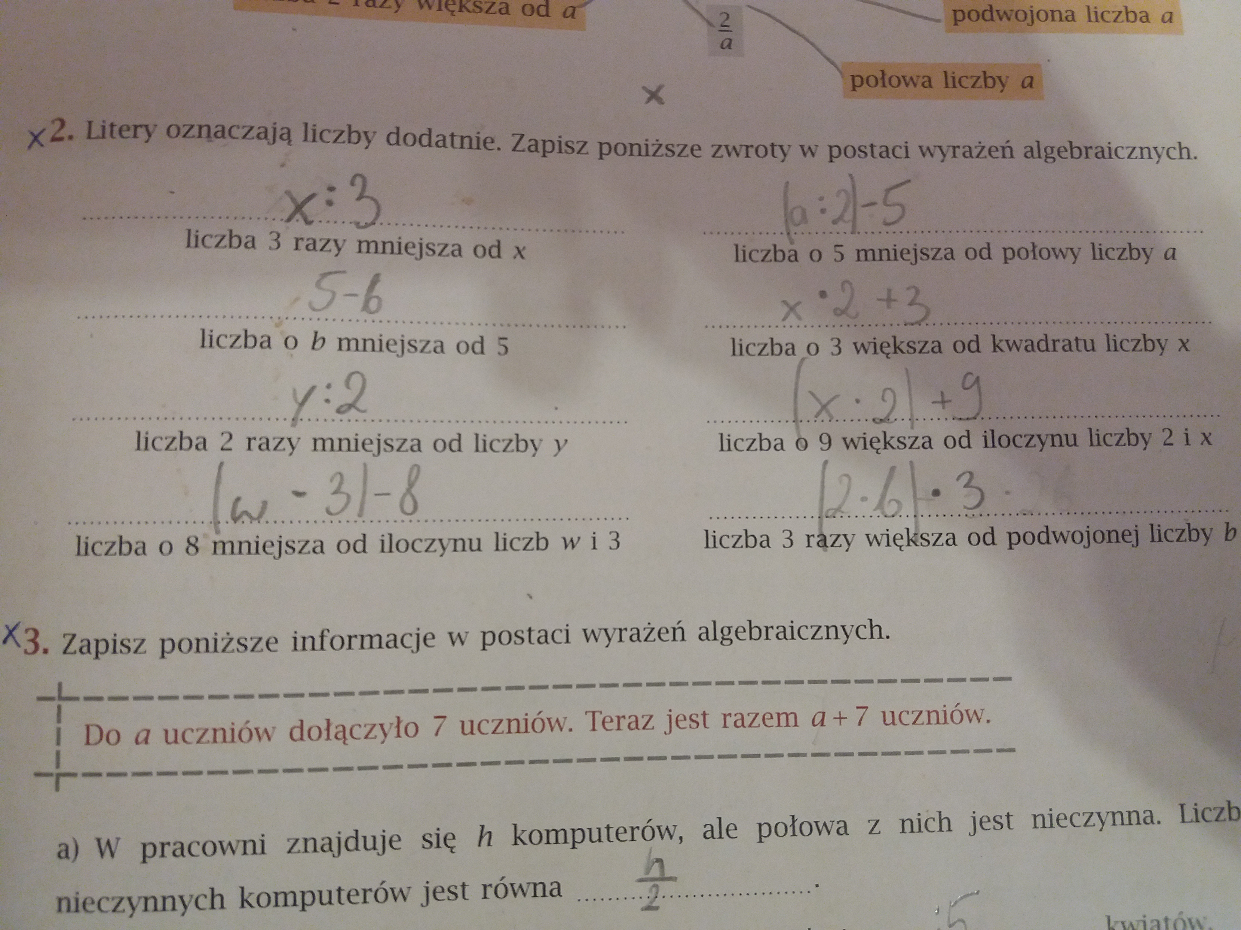 Zapisz Poniższe Informacje W Postaci Wyrażeń Algebraicznych