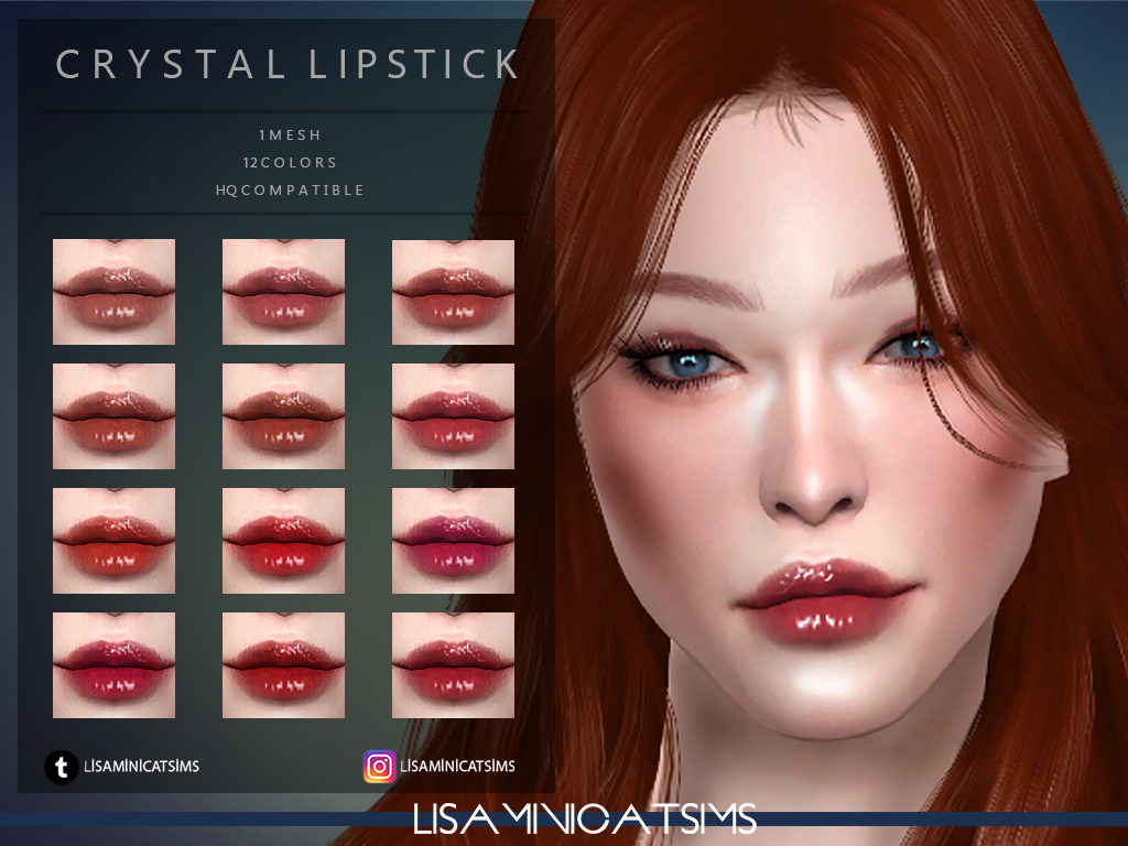LMCS Crystal Lipstick (HQ) -1 Mesh -12... Jak Mieć Bliźniaki W The Sims 4