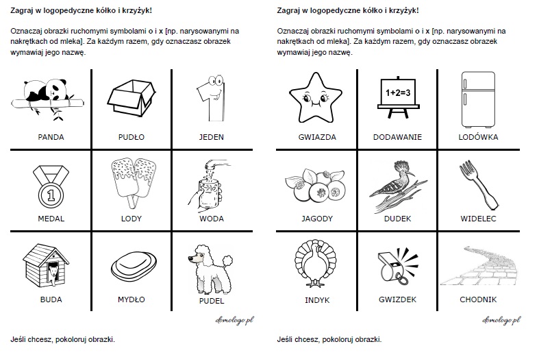 Logopedyczne kółko i krzyżyk z głoską [d] - Domologo.pl ćwiczenia Logopedyczne Do Druku Za Darmo