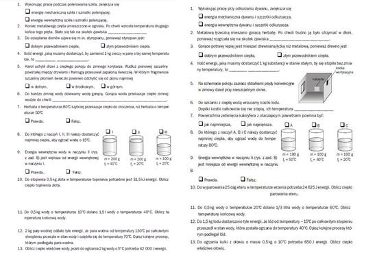 Przemiany Energii W Zjawiskach Cieplnych Test