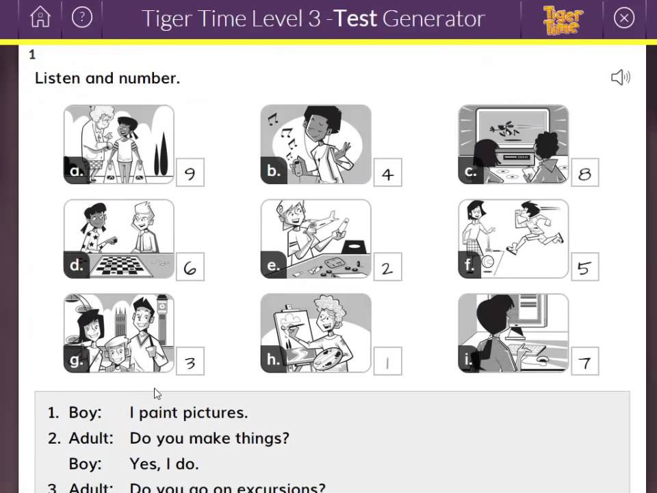 Tiger 3 Unit 2 Test Standard