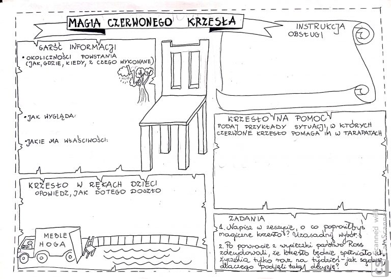 Magiczne Drzewo Czerwone Krzesło Rysunek