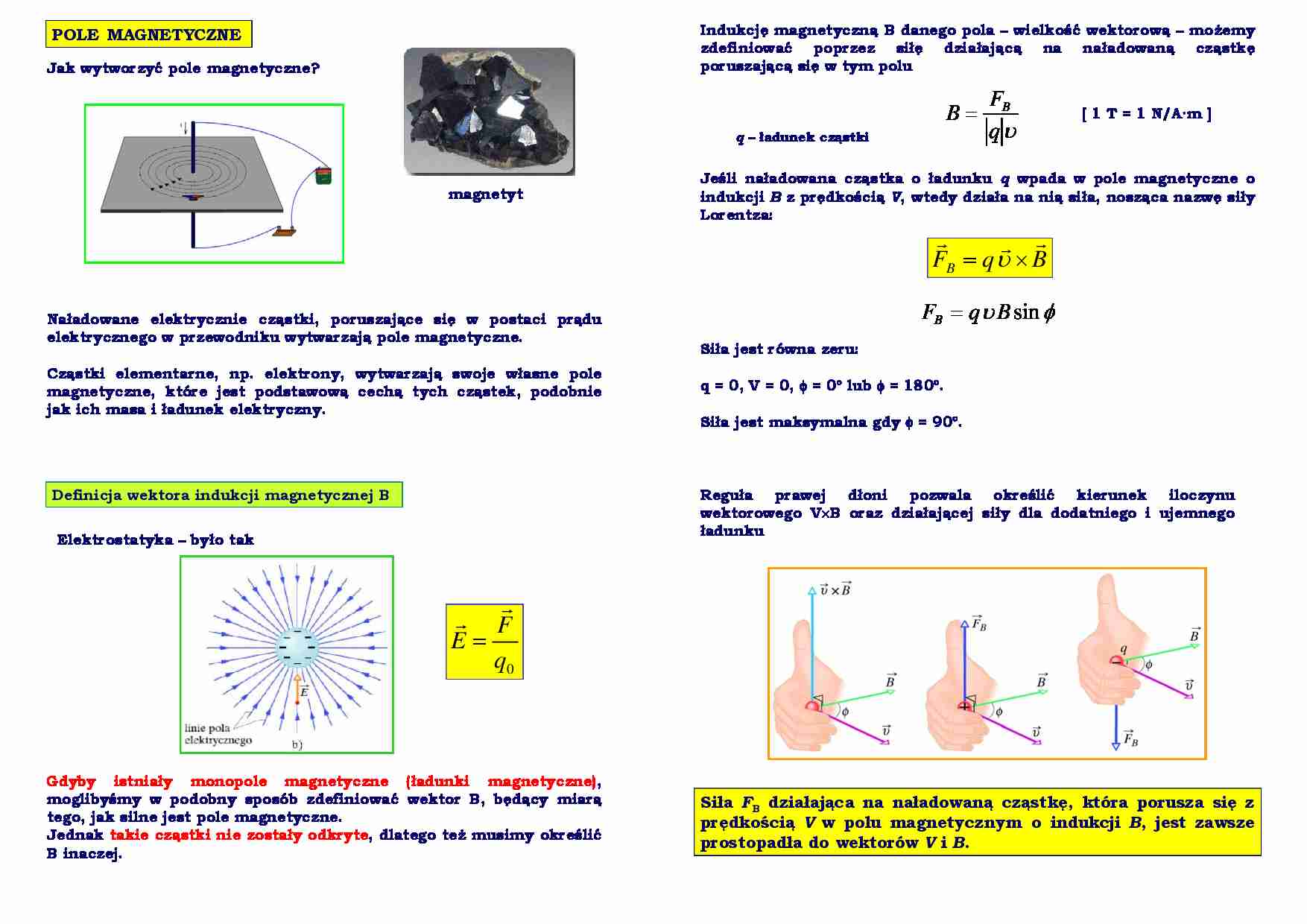 Magnetyzm - Notatek.pl Fizyka Magnetyzm Klasa 8 Sprawdzian