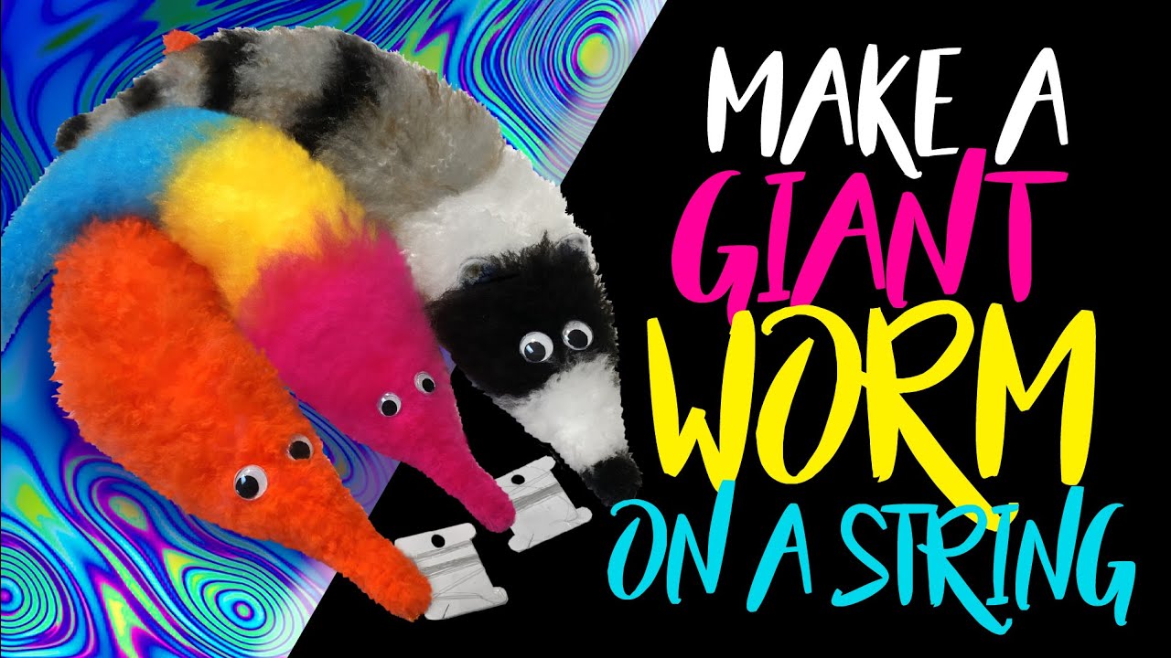 Make a BIG WORM ON A STRING super easy tutorial - NO sew NO crochet NO How To Make Worm On A String
