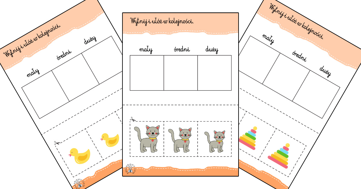 Mały, średni, duży: karty pracy PDF do druku dla klas 1, 2, 3 Karty Pracy Klasa 1 Do Druku