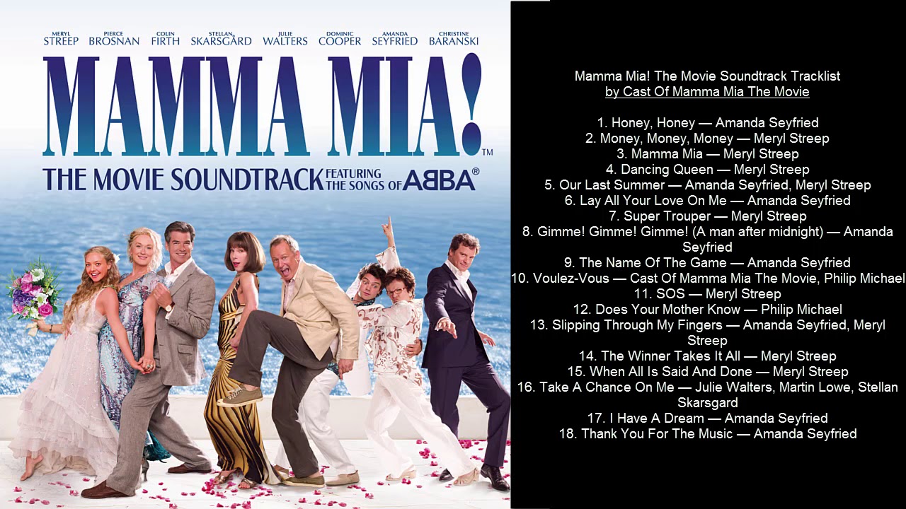 Mamma Mia! The Movie Soundtrack Tracklist by Cast Of Mamma Mia The Mamma Mia Teksty Piosenek Z Filmu