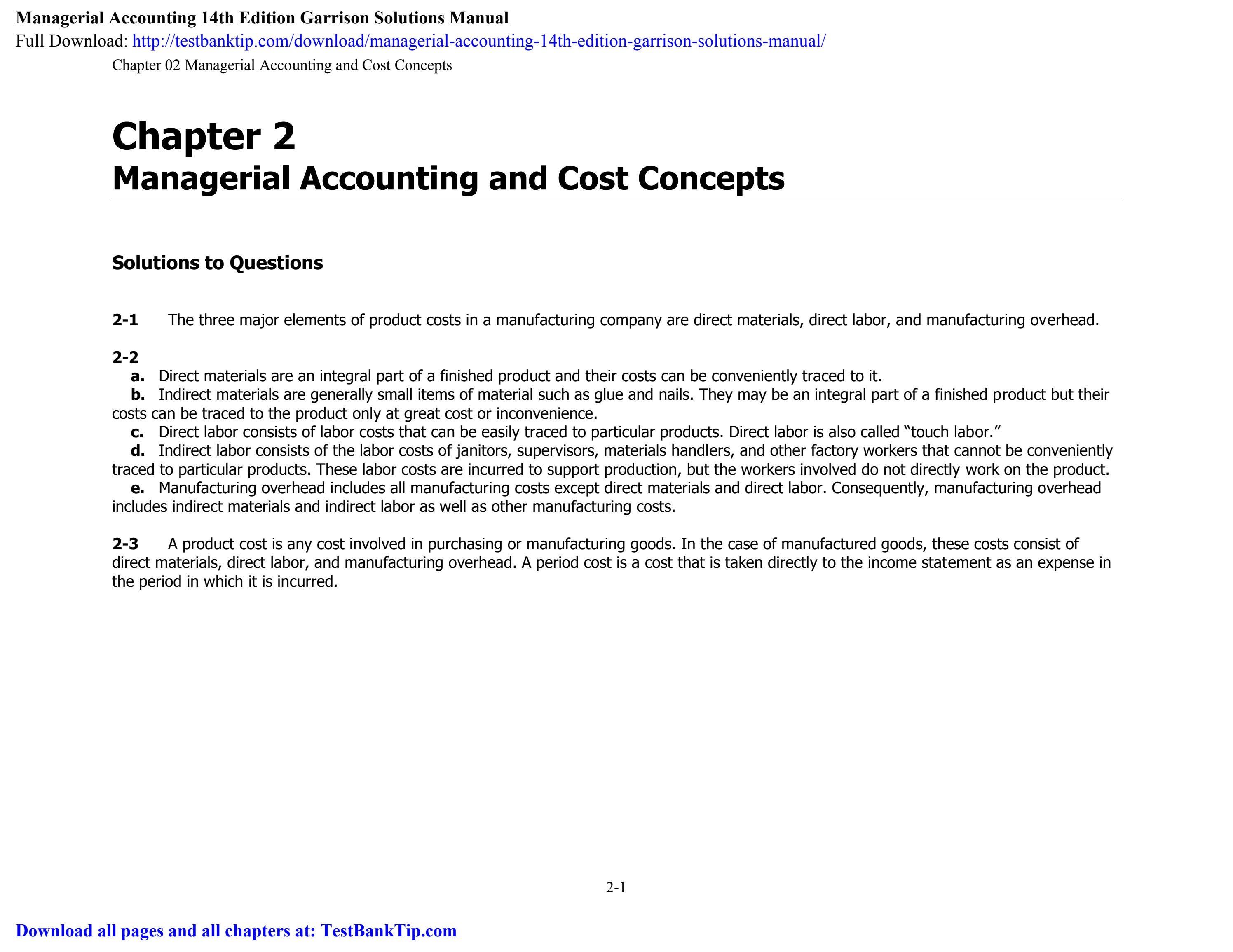Managerial Accounting Garrison 14th Edition Solution Pdf