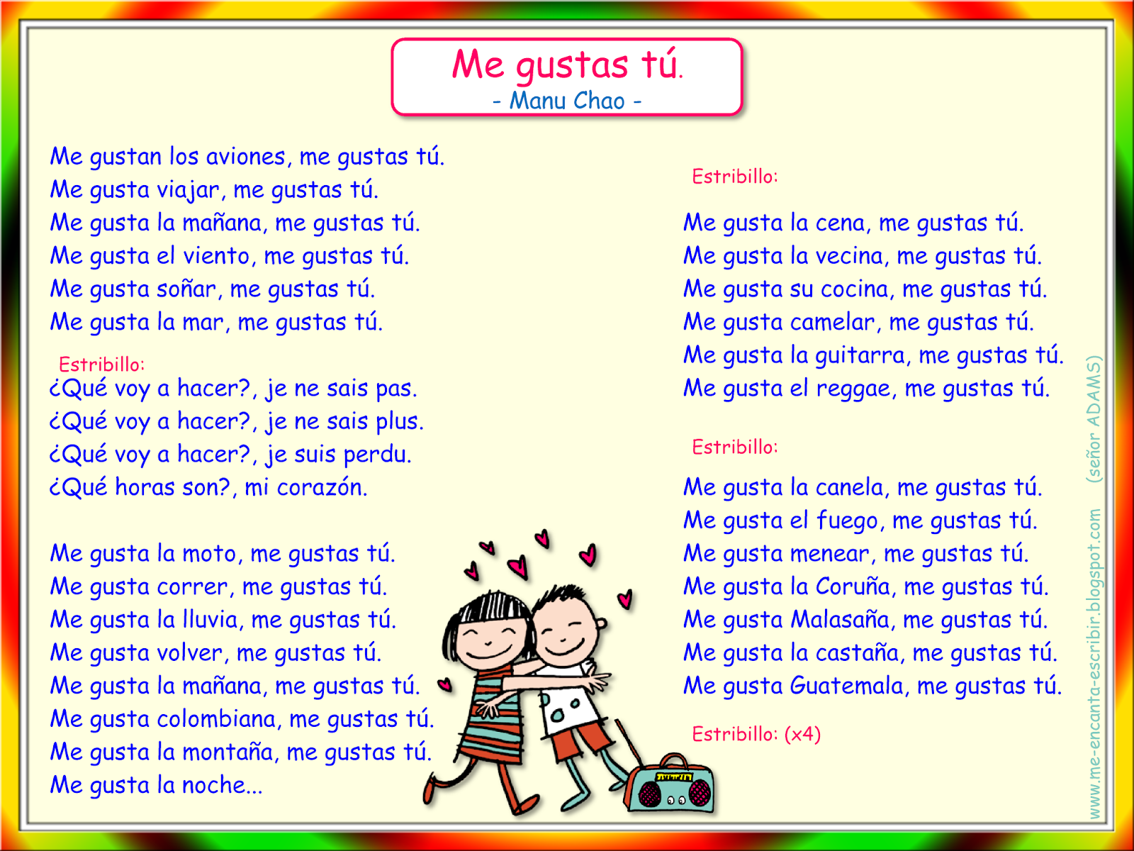 Manu Chao Me Gustas Tu Paroles - Communauté MCMS Manu Chao Me Gustas Tu Paroles