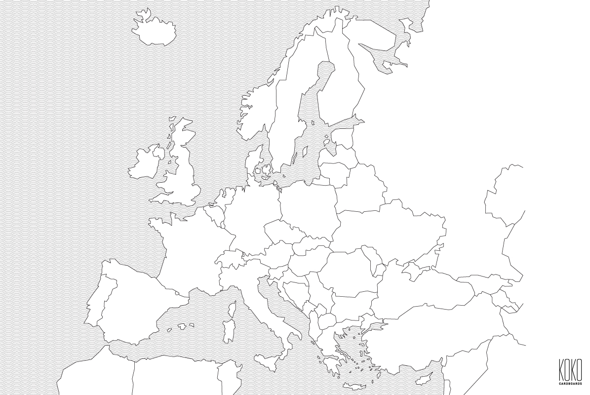 MAP OF EUROPE – KOKO CARDBOARDS Mapa Polityczna Europy Bez Nazw