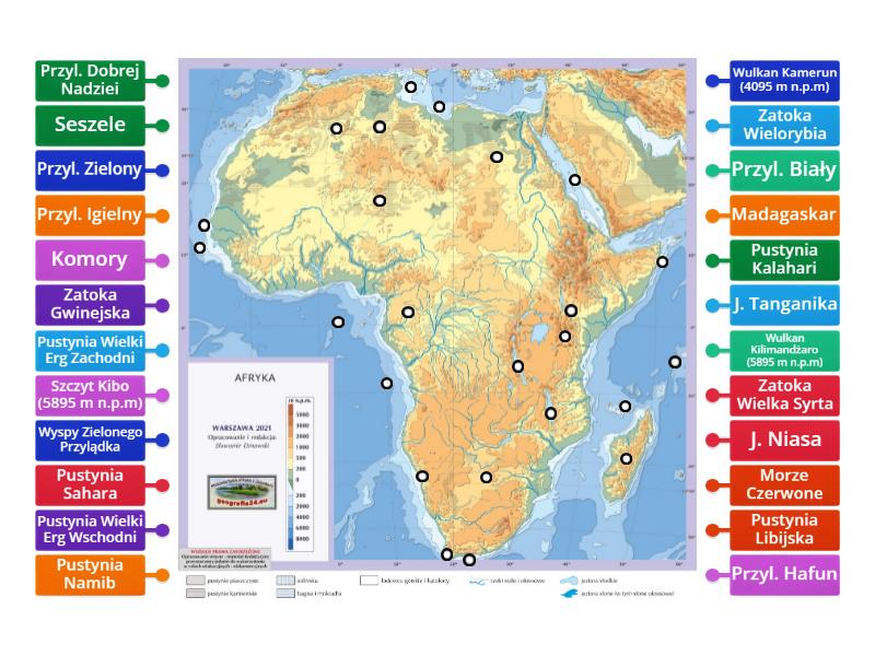 Mapa Afryki geografia kl. 8 - Labelled diagram Najdalej Wysunięty Na Południe Przylądek Afryki
