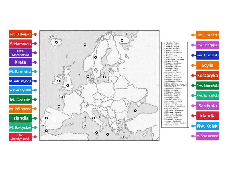Mapa Europy- elementy lini brzegowej - Labelled diagram Elementy Linii Brzegowej Morza Bałtyckiego