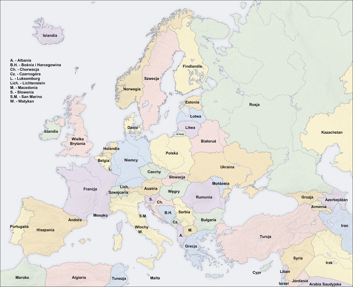 Mapa Europy Konturowa Podpisana | Mapa | Europe map, European map, Map Konturowka Europy