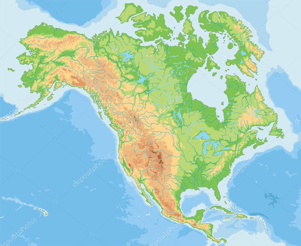 Mapa Fizyczna Ameryki Plnocnej Do Wydruku