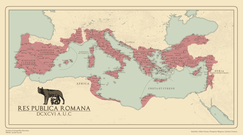 Mapa imperium rzymskiego (Republika Rzymska) w 58 roku p.n.e. Rzym Od Królestwa Do Republiki