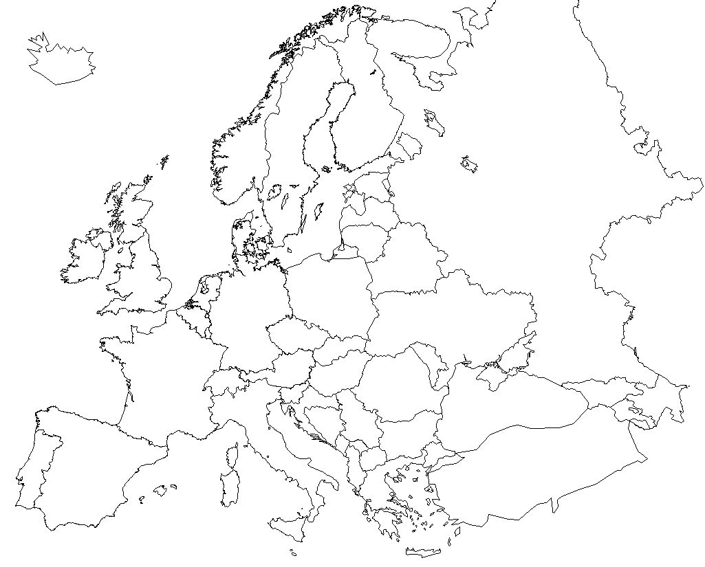 Mapa konturowa Europy - KWEJK.pl - najlepszy zbiór obrazków z Internetu! Mapa Konturowa Europy Z Nazwami Panstw