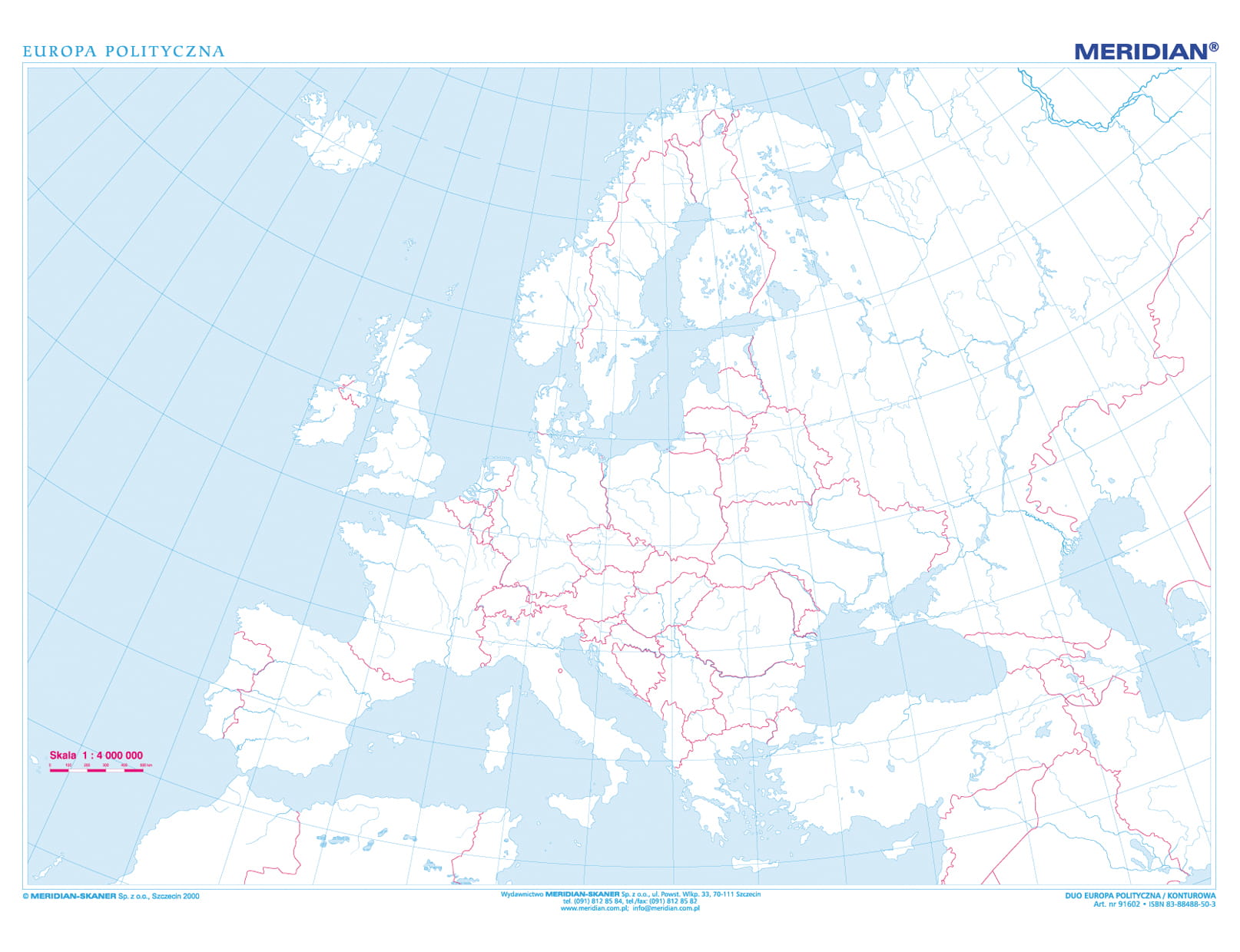 Mapa konturowa Europy | Sklep internetowy Edulex Kontorowka Europy
