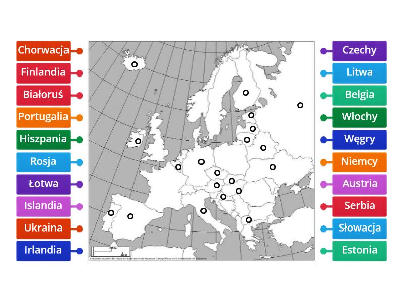 Mapa polityczna Europy kl.7 - Rysunek z opisami Mapa Polityczna Europy Sprawdzian Klasa 7