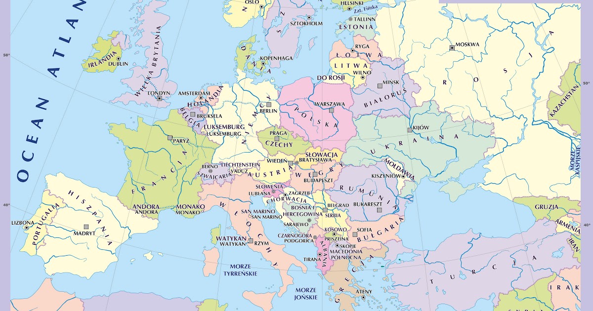 Mapa Europy Ze Stolicami Po Polsku