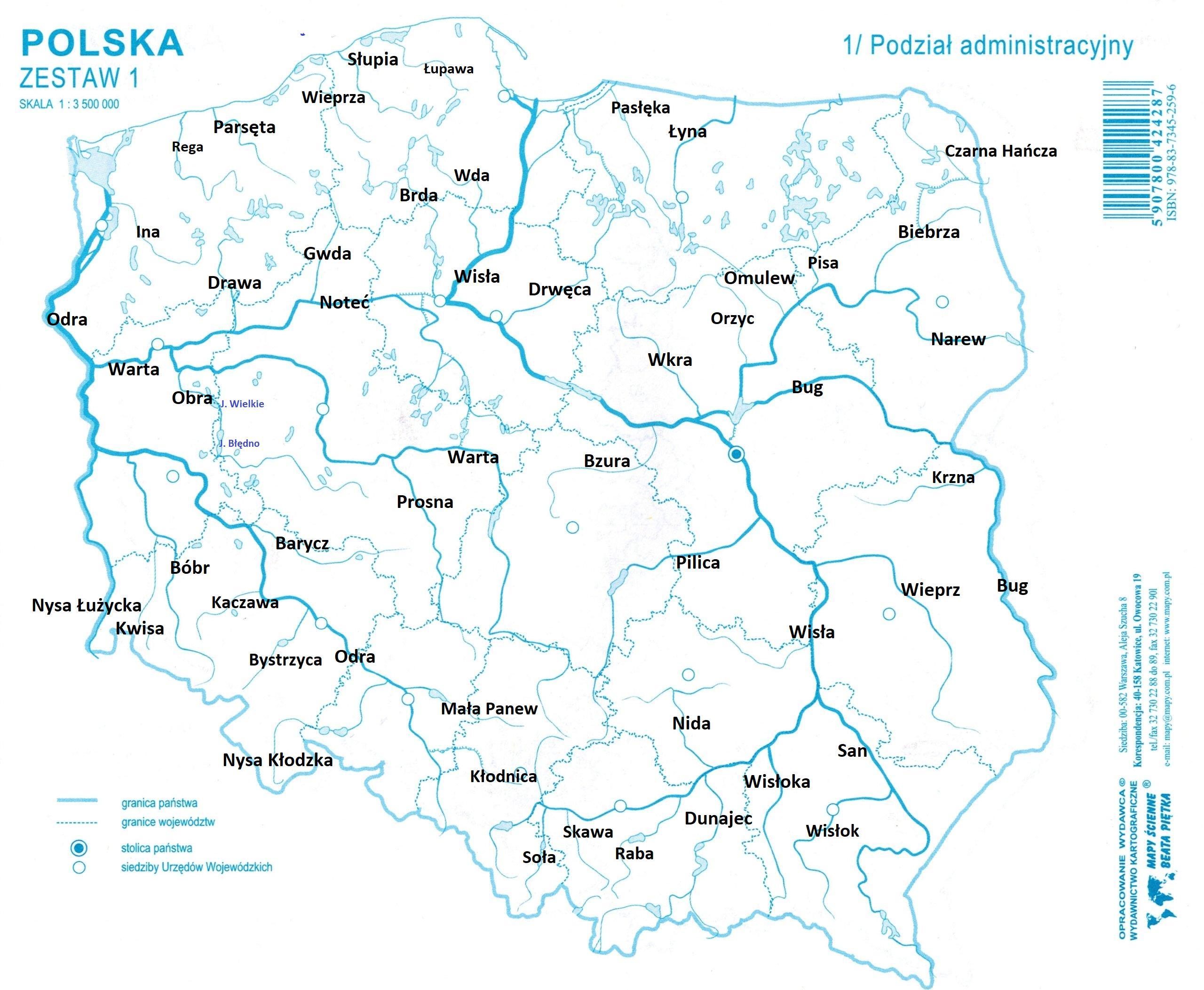Rzeki W Polsce Mapa Do Druku