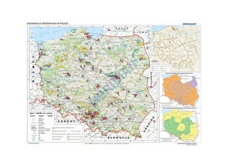 Mapa ścienna: Degradacja środowiska w Polsce – EDU Sklep Jakub Usługi W Polsce Degradacja I Ochrona środowiska W Polsce Sprawdzian