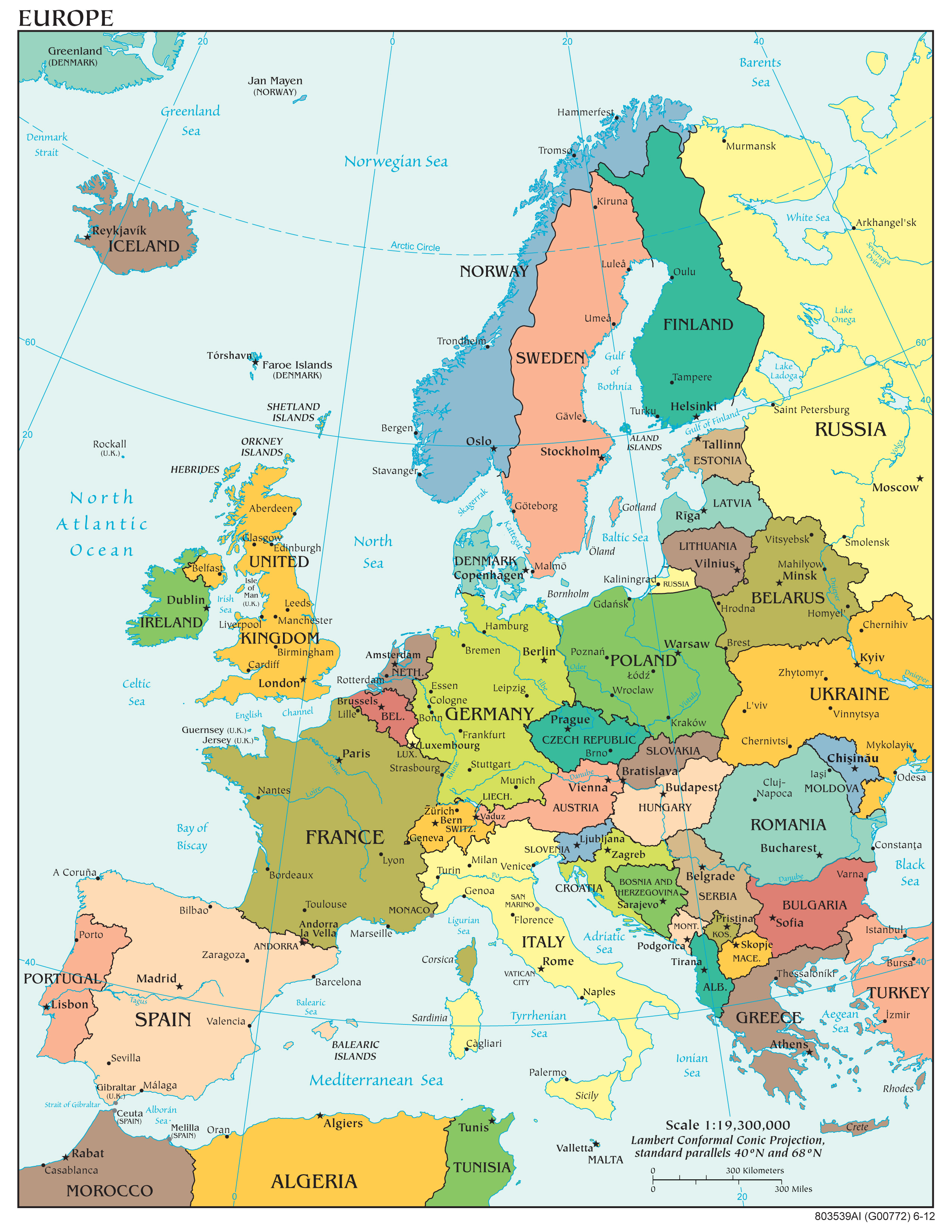 Kraje I Stolice Europy Mapa