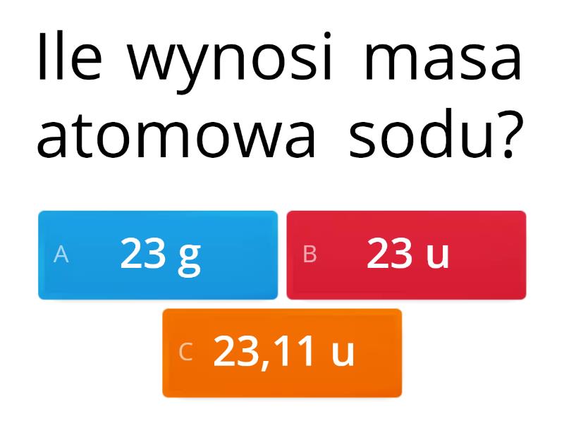 Masa atomowa, masa cząsteczkowa - Test Masa Atomowa A Masa Cząsteczkowa