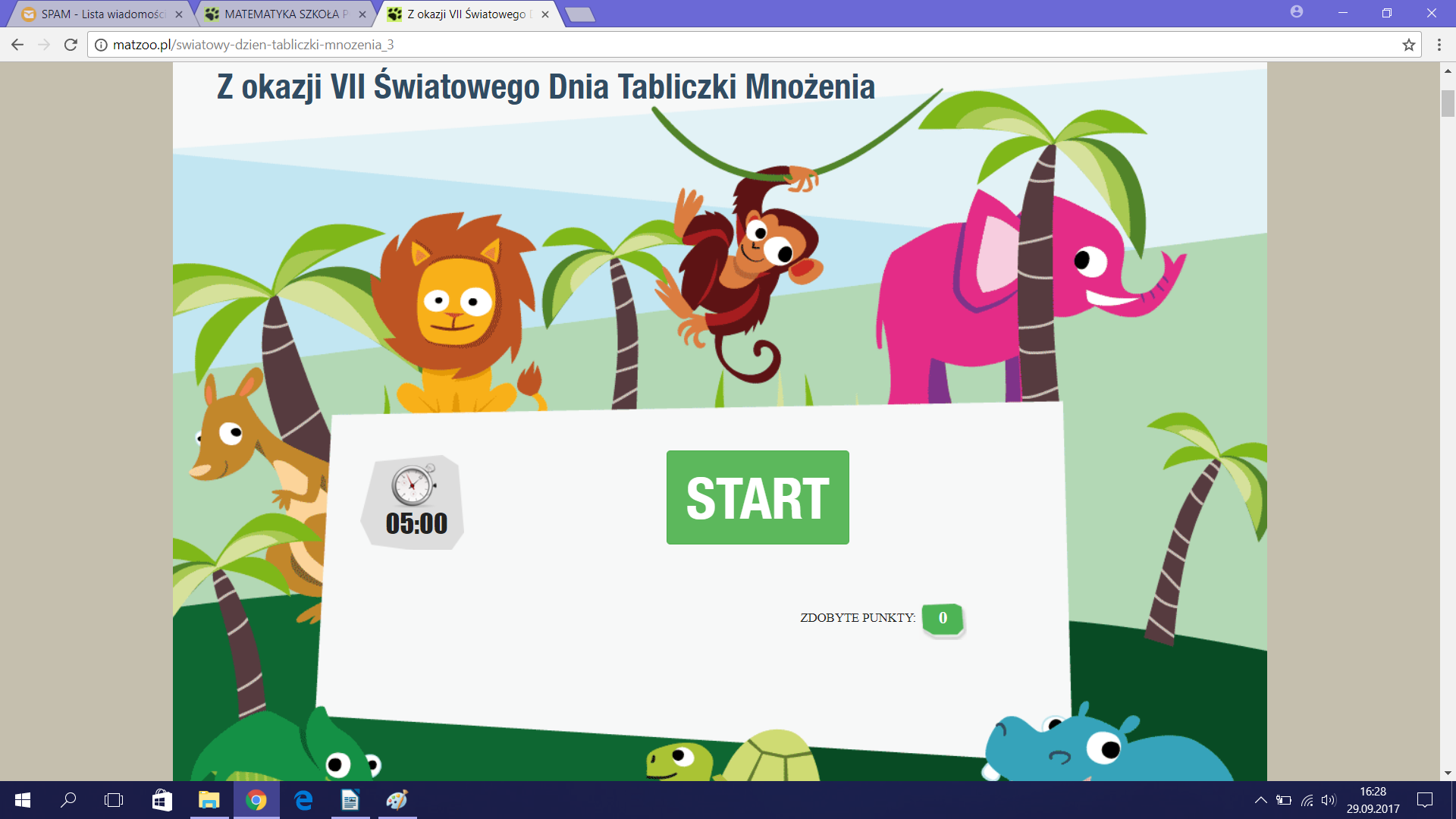 Matematyczna gra w Matzoo Matzoo Klasa 2 Mnozenie Do 50