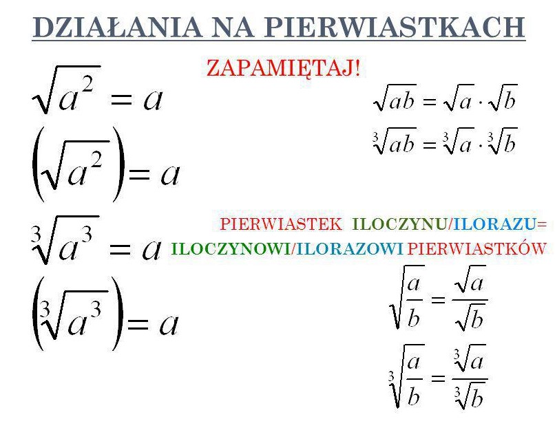 Matematyka Bliżej nas: DZIAŁANIA NA PIERWIASTKACH Działania Na Pierwiastkach 1 Liceum